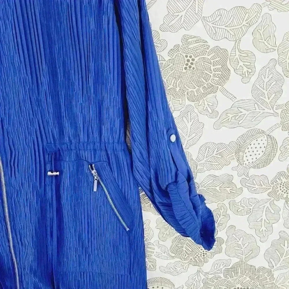 Chico's Women's Utility Jacket Size 2/ 12 Full Zip Textured Blue 7072 - Picture 3 of 8